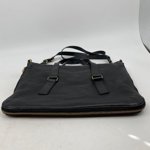 Fossil Black Leather Preston Expandable Messenger Bag | Small Messenger Style - Picture 2 of 10